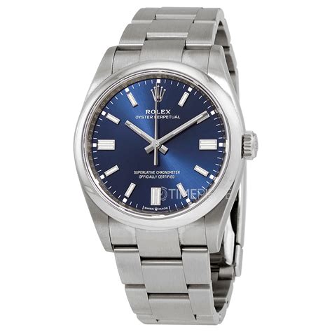 rolex men's oyster perpetual automatic chronometer blue dial watch 126000blso|rolex oyster wrist watch.